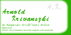 arnold krivanszki business card